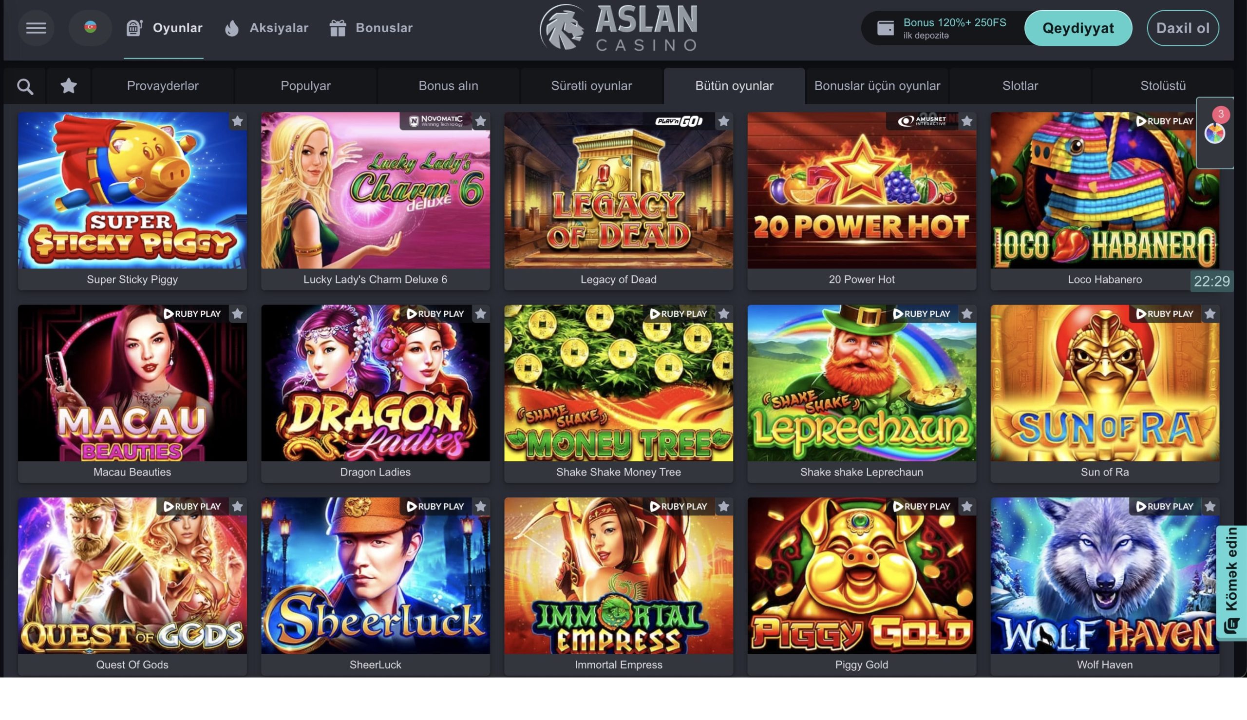 Aslan slot maşınları onlayn